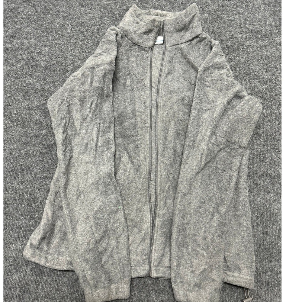 Columbia Fleece Jacket Womens Size L Gray Full Zip Soft Mock Neck Hiking Outdoor